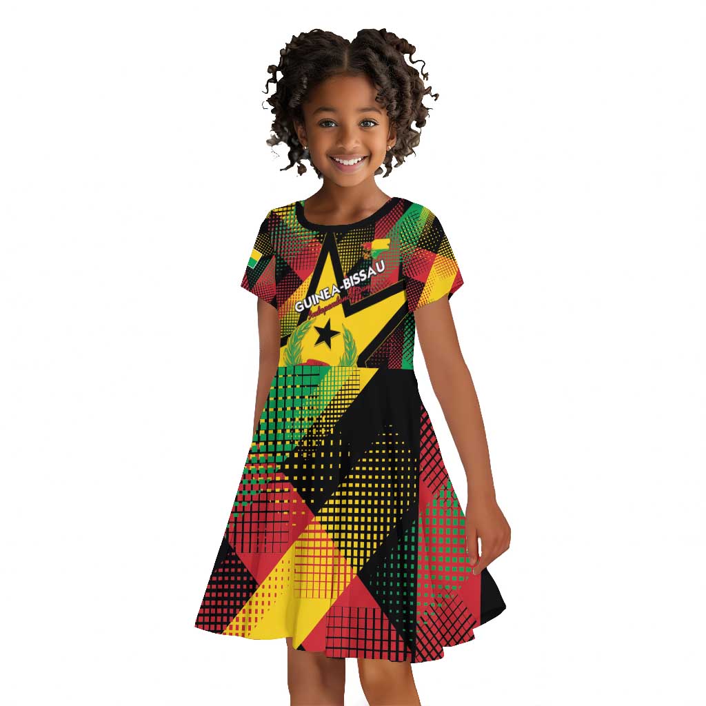 Personalized Happy Guinea-Bissau Kid Short Sleeve Dress Independence Day - African Pride