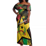 Personalized Happy Guinea-Bissau Off Shoulder Maxi Dress Independence Day - African Pride