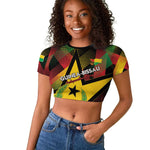 Personalized Happy Guinea-Bissau Raglan Cropped T shirt Independence Day - African Pride