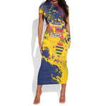 Afro TChad Personalized Short Sleeve Bodycon Dress Happy Republic Day - African Pride