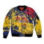 Afro TChad Personalized Sleeve Zip Bomber Jacket Happy Republic Day - African Pride