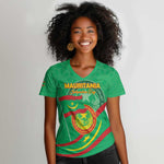Mauritania Personalized Women V-Neck T-Shirt Happy Independence Day - African Pride