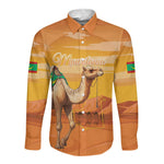 Mauritania Sahara Personalized Long Sleeve Button Shirt Camel With Map - African Pride