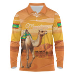 Mauritania Sahara Personalized Long Sleeve Polo Shirt Camel With Map - African Pride