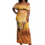Mauritania Sahara Personalized Off Shoulder Maxi Dress Camel With Map - African Pride