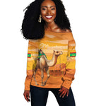 Mauritania Sahara Personalized Off Shoulder Sweater Camel With Map - African Pride