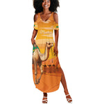 Mauritania Sahara Personalized Summer Maxi Dress Camel With Map - African Pride