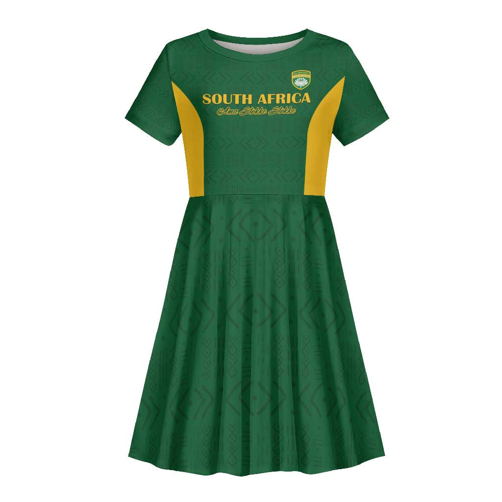 South Africa Hockey Custom Kid Short Sleeve Dress Come On Ama Stokke Stokke - African Pride