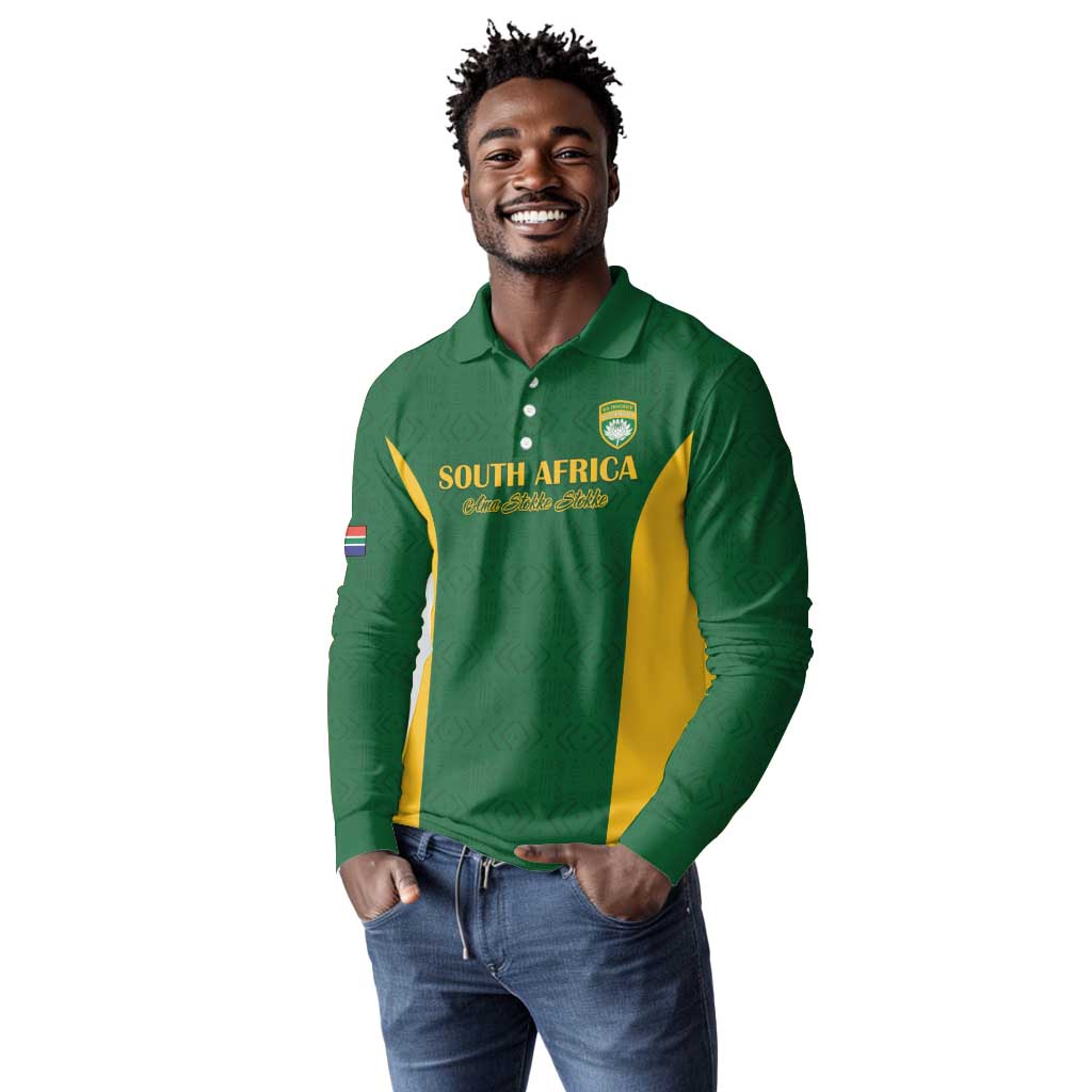 South Africa Hockey Custom Long Sleeve Polo Shirt Come On Ama Stokke Stokke - African Pride