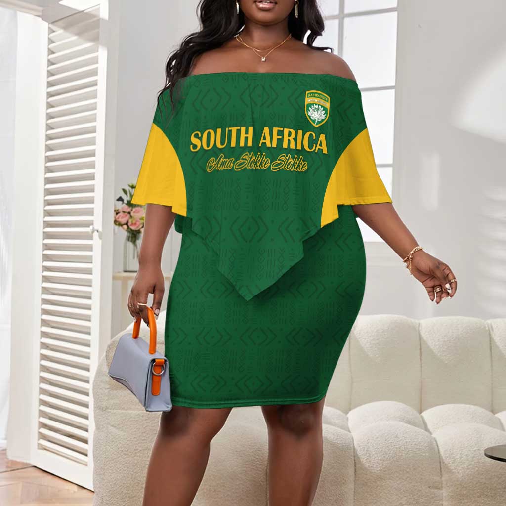 South Africa Hockey Custom Off Shoulder Short Dress Come On Ama Stokke Stokke - African Pride