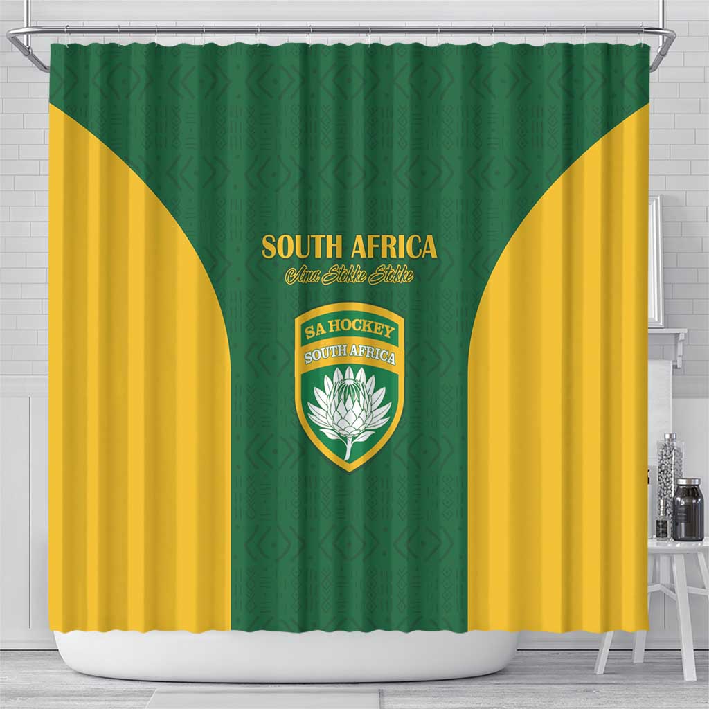 South Africa Hockey Shower Curtain Come On Ama Stokke Stokke - African Pride