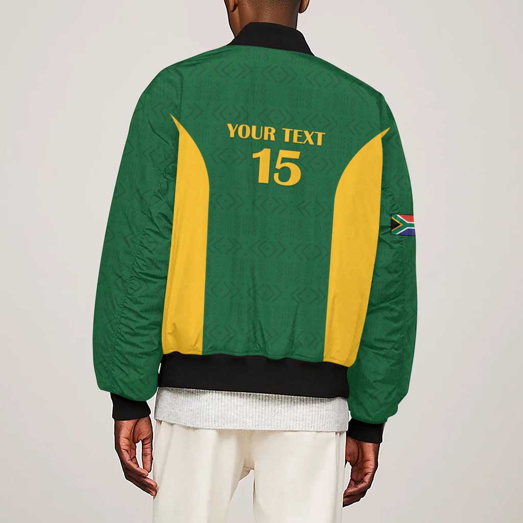 South Africa Hockey Custom Sleeve Zip Bomber Jacket Come On Ama Stokke Stokke - African Pride