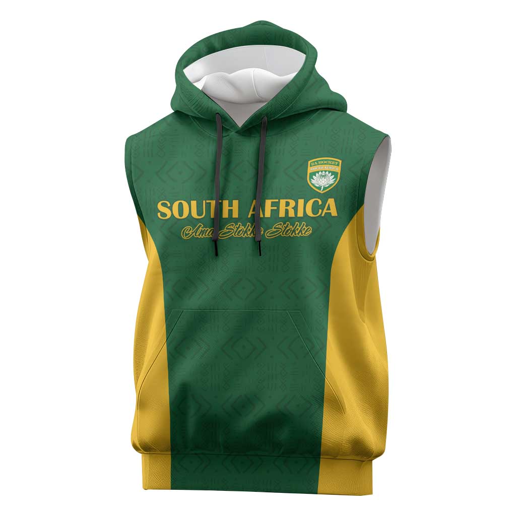 South Africa Hockey Custom Sleeveless Hoodie Come On Ama Stokke Stokke - African Pride