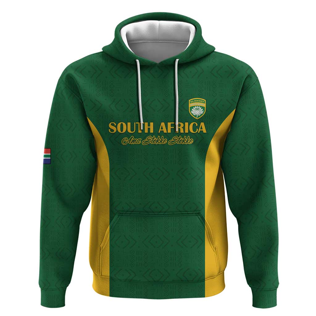 South Africa Hockey Custom Zip Hoodie Come On Ama Stokke Stokke - African Pride