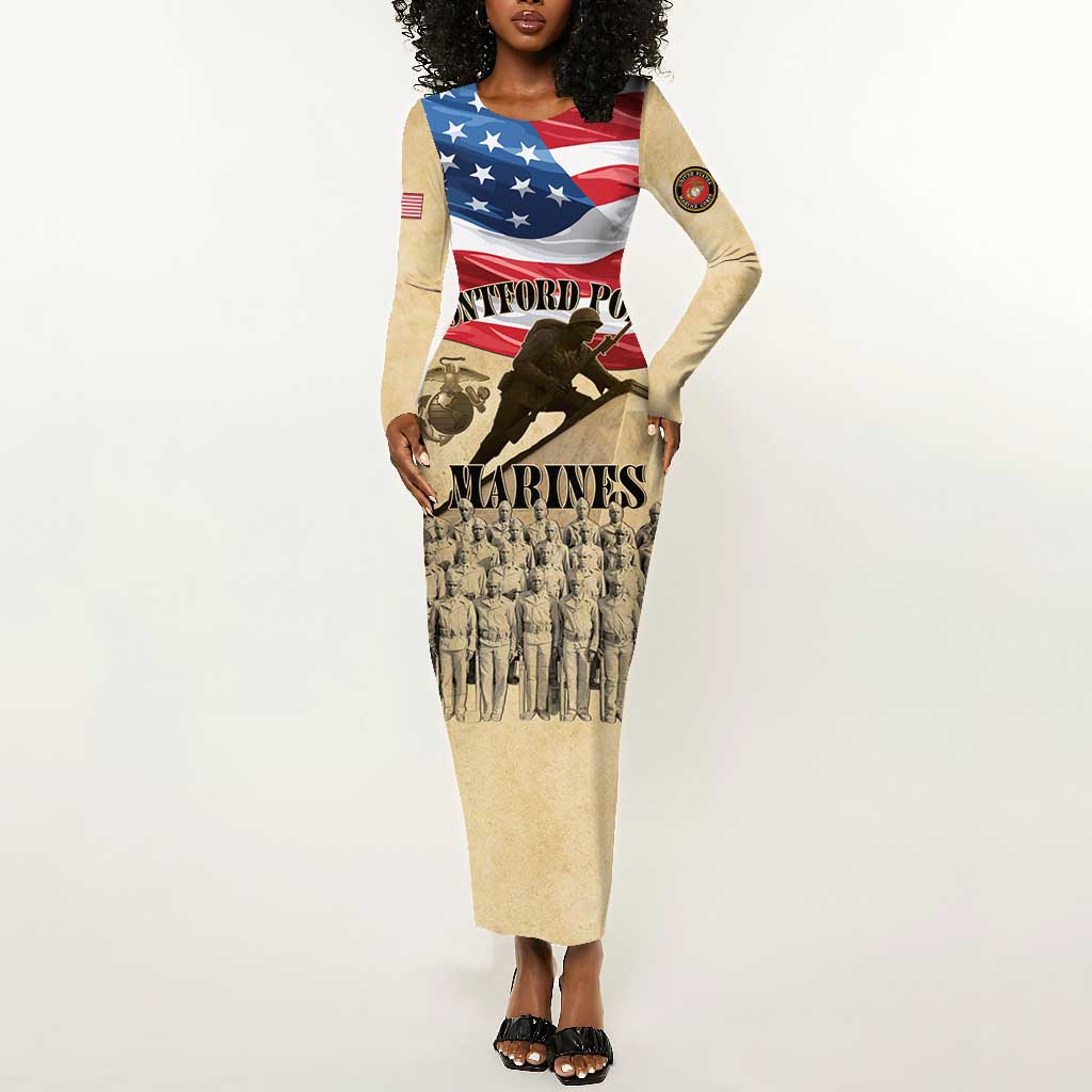 Montford Point Marines Legacy Long Sleeve Bodycon Dress First Black U.S. Marines - African Pride