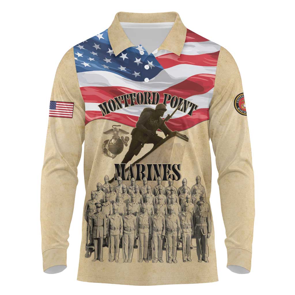 Montford Point Marines Legacy Long Sleeve Polo Shirt First Black U.S. Marines - African Pride