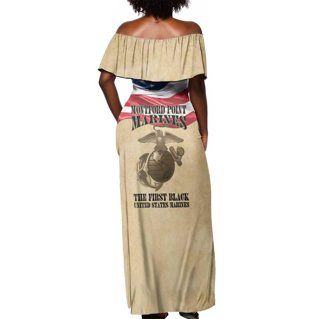 Montford Point Marines Legacy Off Shoulder Maxi Dress First Black U.S. Marines - African Pride