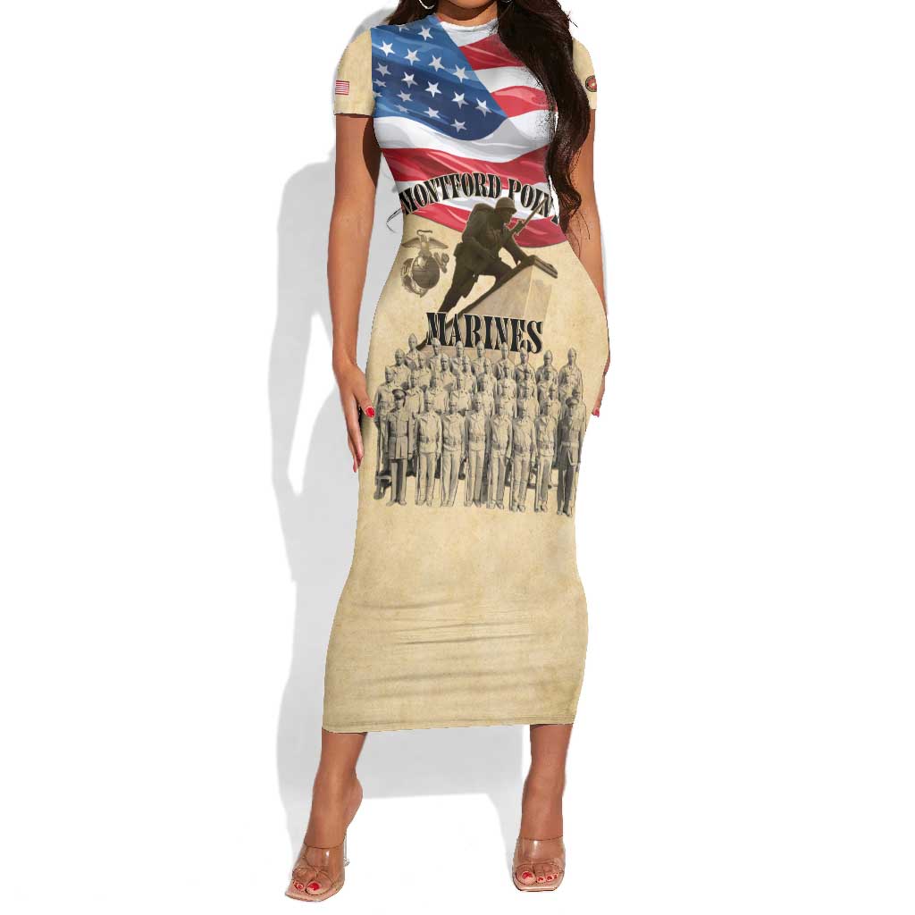 Montford Point Marines Legacy Short Sleeve Bodycon Dress First Black U.S. Marines - African Pride