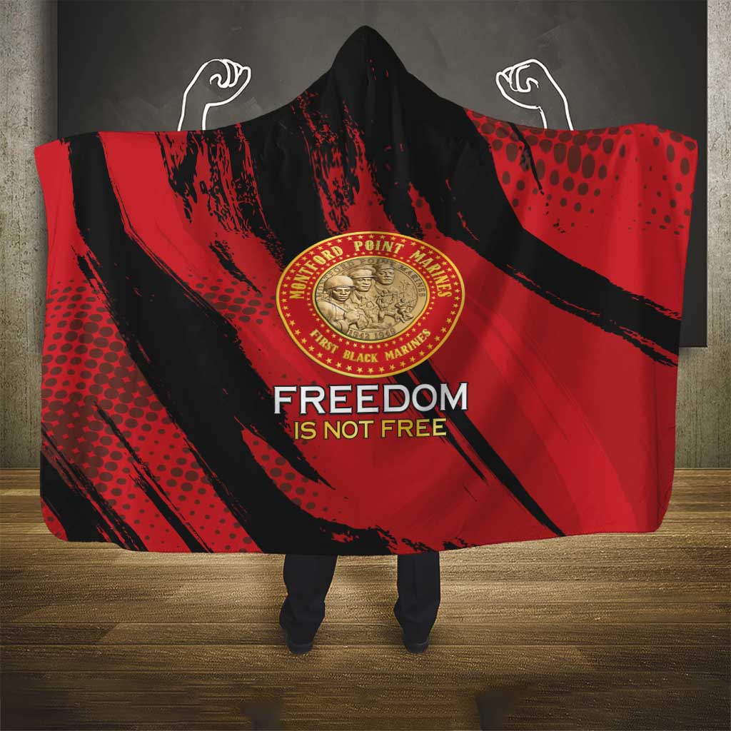 Honoring the First Black Marines Hooded Blanket Montford Point Heroes - Red - African Pride