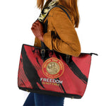 Honoring the First Black Marines Leather Tote Bag Montford Point Heroes - Red - African Pride
