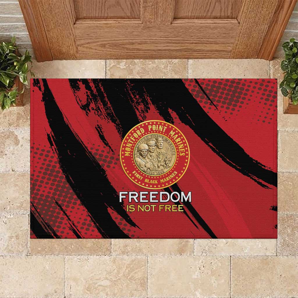 Honoring the First Black Marines Rubber Doormat Montford Point Heroes - Red - African Pride