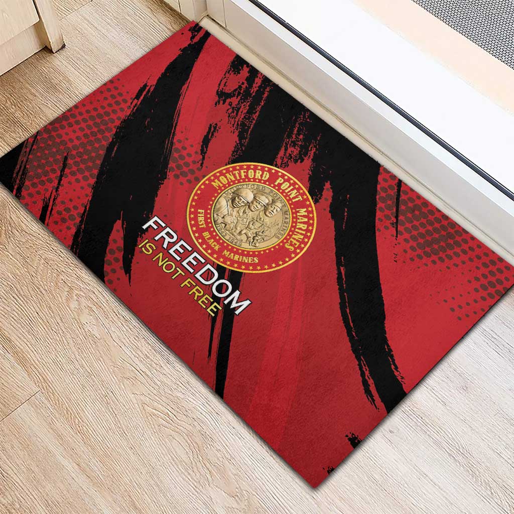 Honoring the First Black Marines Rubber Doormat Montford Point Heroes - Red - African Pride