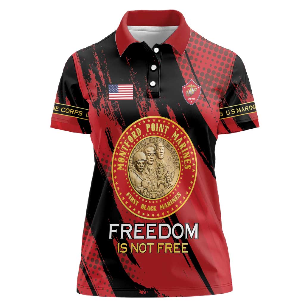 Personalized Honoring the First Black Marines Women Polo Shirt Montford Point Heroes - Red - African Pride