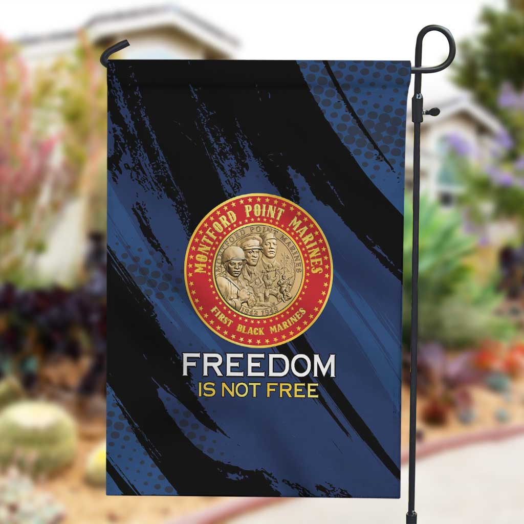 Honoring the First Black Marines Garden Flag Montford Point Heroes - Blue - African Pride