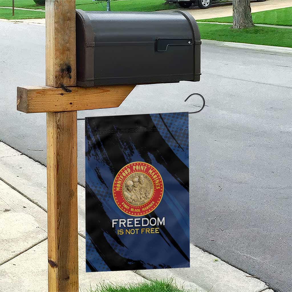 Honoring the First Black Marines Garden Flag Montford Point Heroes - Blue - African Pride