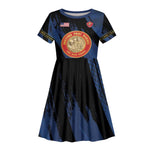 Personalized Honoring the First Black Marines Kid Short Sleeve Dress Montford Point Heroes - Blue - African Pride