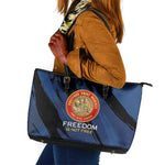 Honoring the First Black Marines Leather Tote Bag Montford Point Heroes - Blue - African Pride