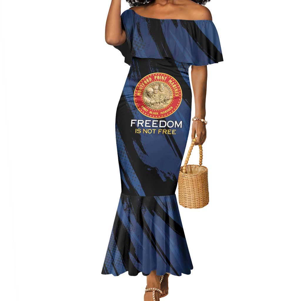 Personalized Honoring the First Black Marines Mermaid Dress Montford Point Heroes - Blue - African Pride