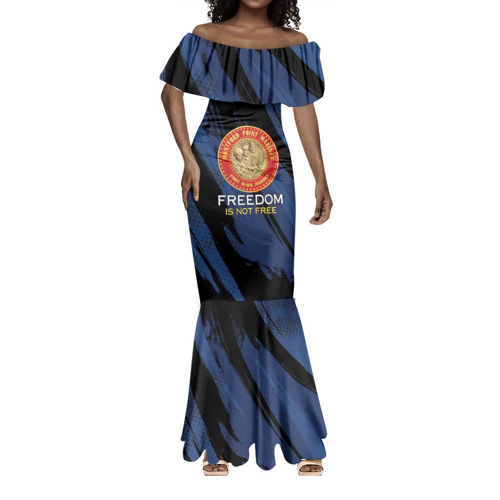 Personalized Honoring the First Black Marines Mermaid Dress Montford Point Heroes - Blue - African Pride