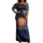 Personalized Honoring the First Black Marines Off Shoulder Maxi Dress Montford Point Heroes - Blue - African Pride