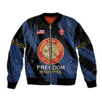 Personalized Honoring the First Black Marines Sleeve Zip Bomber Jacket Montford Point Heroes - Blue - African Pride
