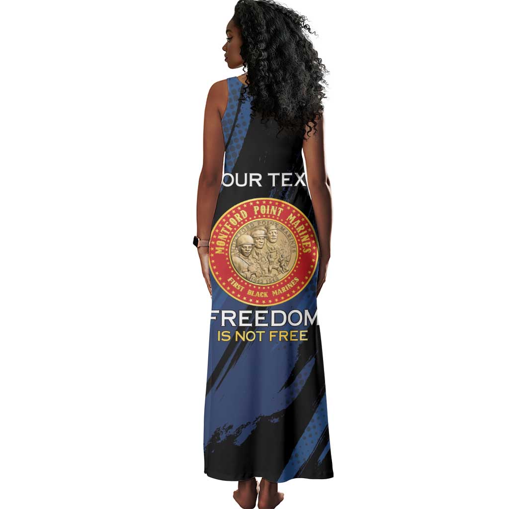 Personalized Honoring the First Black Marines Tank Maxi Dress Montford Point Heroes - Blue - African Pride