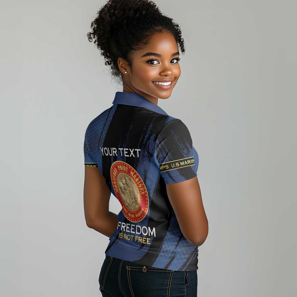 Personalized Honoring the First Black Marines Women Polo Shirt Montford Point Heroes - Blue - African Pride