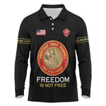 Personalized Honoring the First Black Marines Long Sleeve Polo Shirt Montford Point Heroes - Black - African Pride