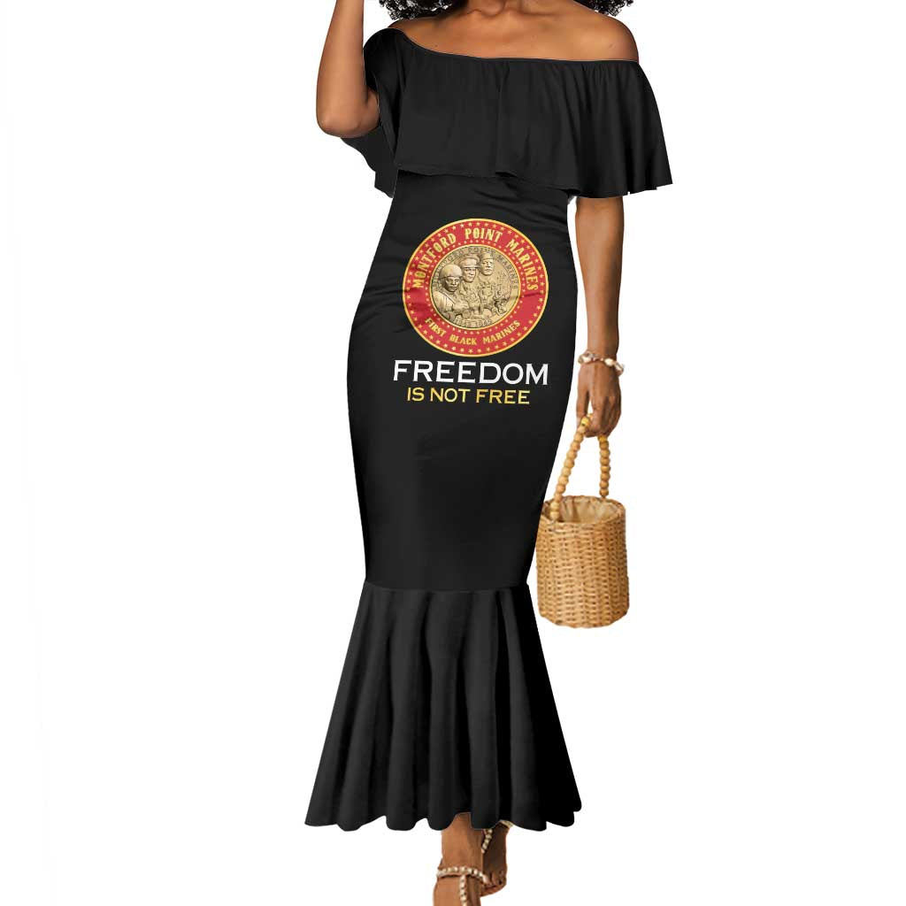 Personalized Honoring the First Black Marines Mermaid Dress Montford Point Heroes - Black - African Pride