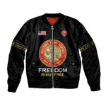 Personalized Honoring the First Black Marines Sleeve Zip Bomber Jacket Montford Point Heroes - Black - African Pride