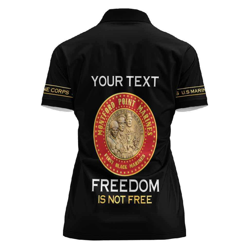 Personalized Honoring the First Black Marines Women Polo Shirt Montford Point Heroes - Black - African Pride