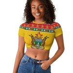 Afro Zimbabwe Christmas Raglan Cropped T shirt Coat Of Arms - African Pattern