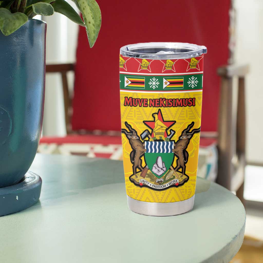 Afro Zimbabwe Christmas Tumbler Cup Coat Of Arms - African Pattern