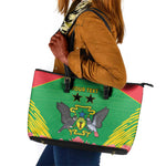 Personalized Afro Sao Tome and Principe Leather Tote Bag Coat Of Arms - African Pattern