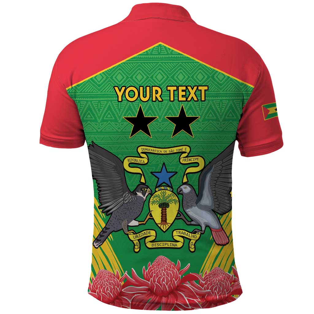 Personalized Afro Sao Tome and Principe Polo Shirt Coat Of Arms - African Pattern