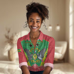 Personalized Afro Sao Tome and Principe Women Casual Shirt Coat Of Arms - African Pattern LT15