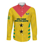 Sao Tome and Principe Football Custom Long Sleeve Button Shirt Sporty Style - Yellow Color