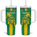 Custom Mauritania Football Tumbler With Handle Go Lions of Chinguetti