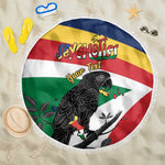 Personalized Happy Seychelles Independence Day Beach Blanket Black Parrot Coat Of Arms