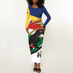 Personalized Happy Seychelles Independence Day Long Sleeve Bodycon Dress Black Parrot Coat Of Arms LT15
